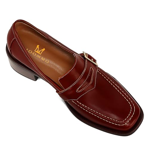 Image of MOOMMO Women Chunky Heel Penny Loafers Square Toe Buckle Slip On Comfort | Office Ladies Loafer Pumps 2 inch Stacked Block Heel Dress Loafers Oxfords Walking Dress Shoes Casual Size 4-11 M US