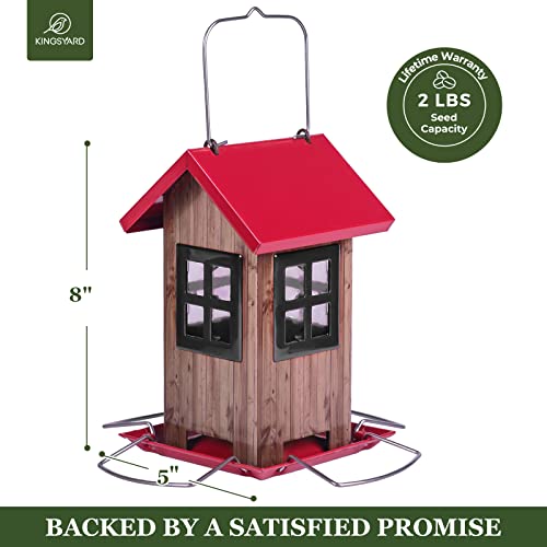 Kingsyard Cute Bird House Feeders For Outside, Hanging Metal Bird Feeder With 4 Ports, Outdoor Garden Decorations For Bird Watching #TOP4