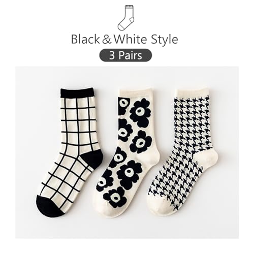Image of Women's Crew Socks Cute Bear Cat Floral Soft Fancy Socks Gifts for Women
