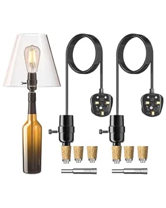 Bonlux DIY Bottle Lamp Adaptor Kit, UK with E27 Screw Lamp Holder ...