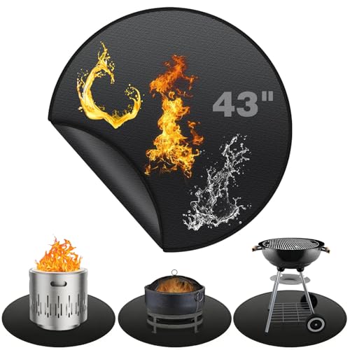 SDLDEER 43 Fire Pit Mat for Solo Stove Bonfire - Round Fireproof Waterproof Under Grill Mat Reusable Solo Stove Accessories for Deck Patio