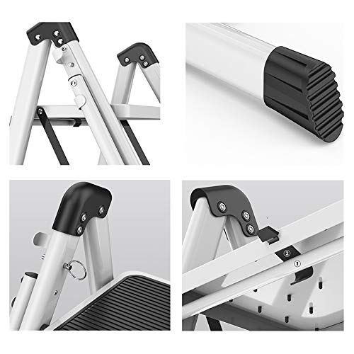 Taburete plegable blanco con 4 escalones antideslizantes para cocina 6