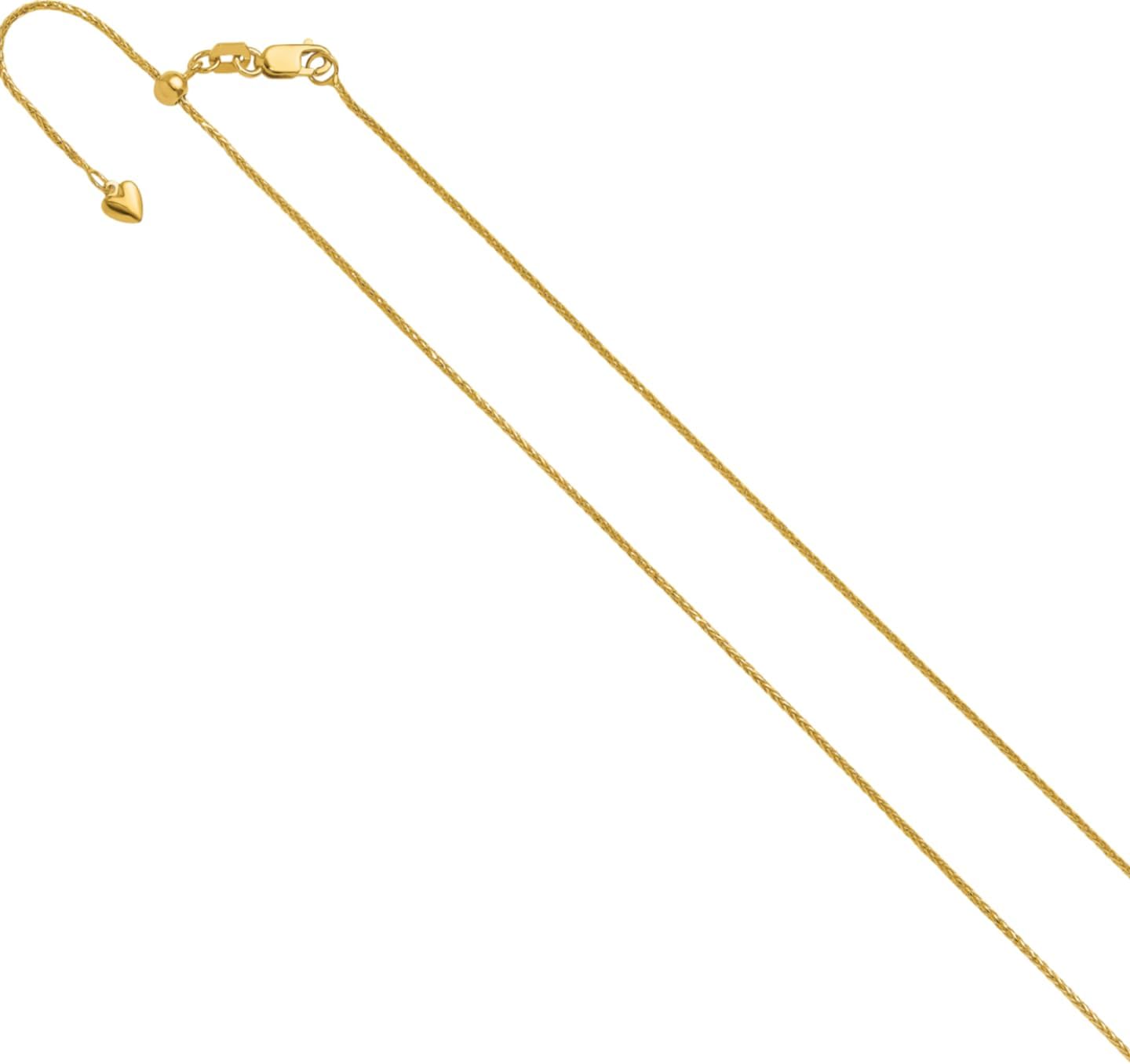 IceCarats 14K Solid Yellow Gold 0.95mm Dainty Spiga Wheat Chain Necklace Diamond Cut