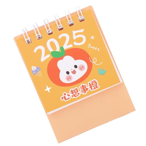 QUMIIRITY ミニ卓上カレンダー 年月 年月 ツインワイヤー綴じ コンパクト設計 かわいいオレンジバニー飾り付き 学校 ホームオフィス向け日程