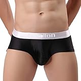 ZONBAILON Men's Sexy Bulge Pouch Underwear Low Rise Trunks Short Leg Boxer Briefs (Black, M (waist 32'-34'))