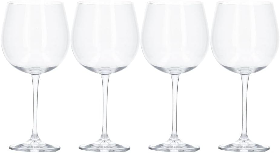 MIKASA Julie Luxury Lead Free Crystal Copa Gin Balloon Glasses, 665 ml, Clear, Set of 4