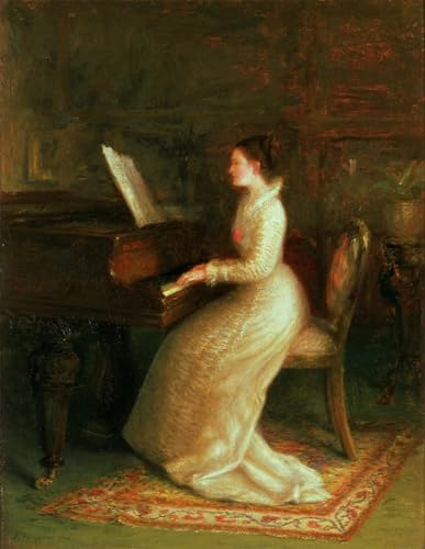 Affiche toile Dame au piano de Farquharson reproduction d'art portrait 60x90cm