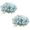 4 verpakkingen met kunstmatige hortensia’s, zijden bloemen, bruidsboeketten, feesten, bruidsboeketten, woonaccessoires, elk 7 vorken (blauw)