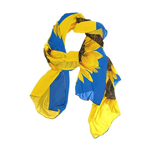 Sunflower Ukrainian Flag Long Scarf For Women Large Wrap Stole Fashion Silk Like Neck Scarf #TOP9