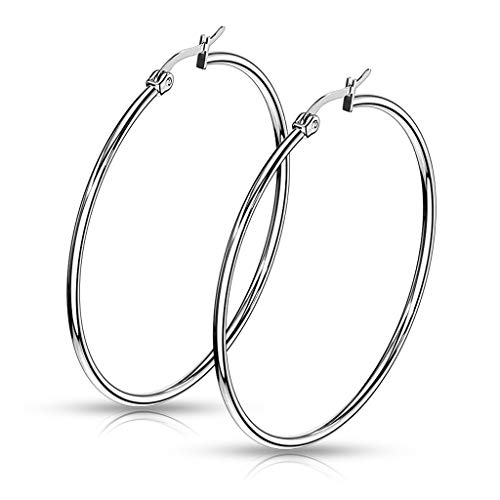 Preisvergleich Produktbild Autiga® Damen Creolen Kreolen Ohrringe Ohrstecker Edelstahl silber 55 mm
