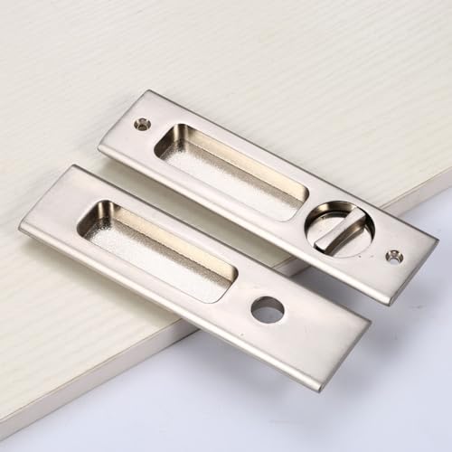 Hoconnie Pocket Door Handle Sliding Door Lock Pocket Door Lock Invisible Recessed Door Handle 160mm No Key (Silver) - Image 3