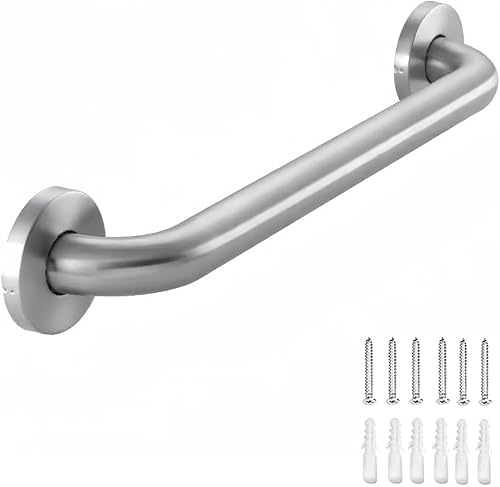 Raemnaky 12 Inch Stainless Steel Shower Grab Bar, 500lb ADA Compliant Safety Handle, Brushed Nickel