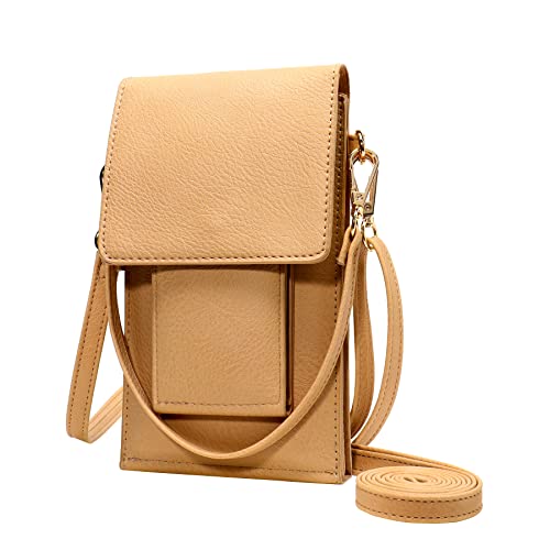 AnsTOP Small Leather Crossbody Bag for Women,Phone Purse with Detachable & Adjustable Strap,Compact and Stylish Yellow