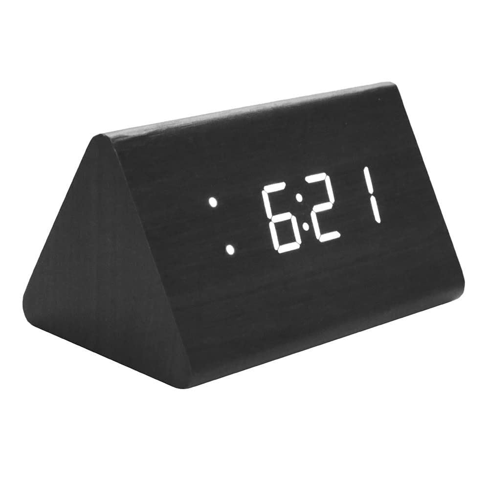 LED Digital Alarm Clock with Temperature Date Wooden Modern Design USB Charging 12 24 Hour Display for Home