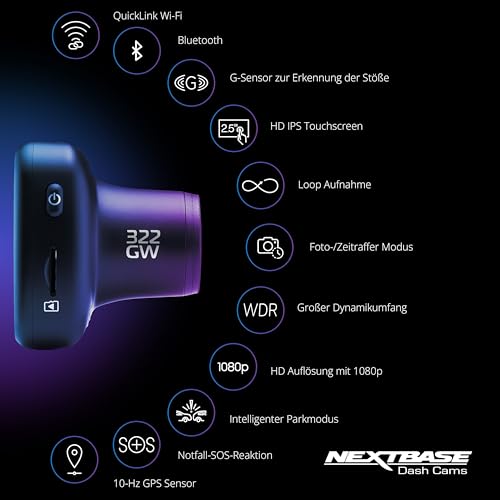 Cámara trasera y delantera Nextbase 322GW con modo aparcamiento y GPS 6
