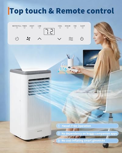 Image of Garvee 8000BTUs Portable Air Conditioner with Remote Control,350 Sq.Ft Max. 48dB Portable AC Unit, Dehumidifier, Fan, Sleep, 24H Timer&Installation Kit, DOE Certified, Ceer 6.2,White+Grey