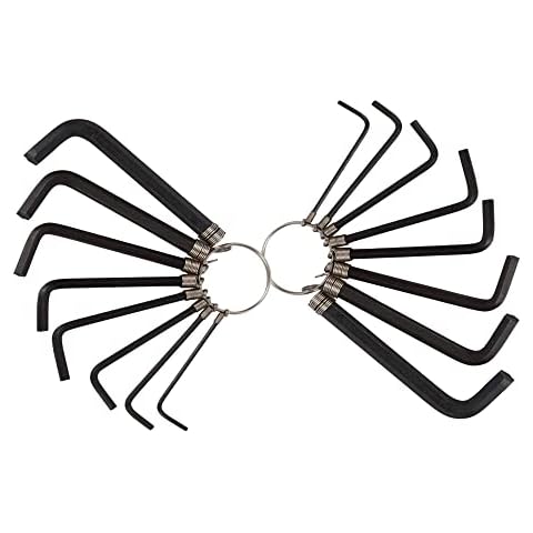Allen Hex Key Set 16 pcs Steel Imperial and Metric Multi Size Short Arm Chrome Plated L Key for Furniture Assembly Bike Maintenance Disassemble and Install Cars Cover