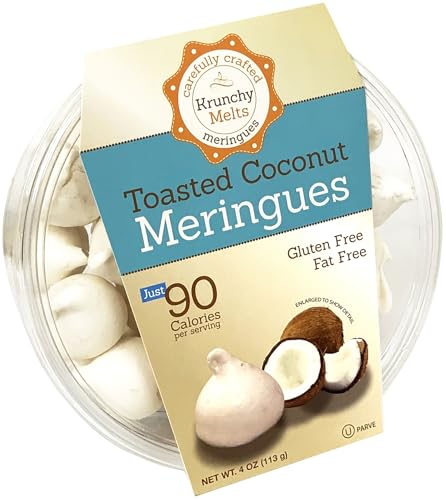 Krunchy Melts Original Meringue Cookies | Toasted Coconut | Only 90 Calories Per Serving | Fat Free, Gluten Free, Dairy Free (4 Oz)