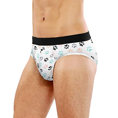Dog Paw Print Pattern Mens Briefs Underwear Breathable Classic Briefs with Stretch Waistband - 1 Piece (Size S-3XL)4