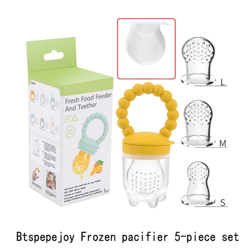 Image of Fruit Pacifier Feeder Baby Fruit Food Feeder Pacifier Silicone Fruit Feeder Baby Fruit Feeder Pacifiers Teething Relief Toys for Baby Kids Children(Dark Yellow