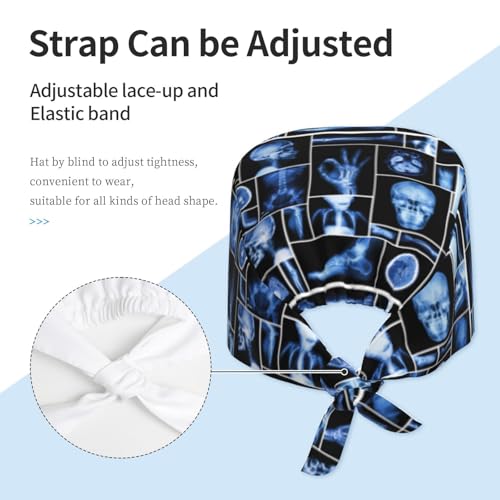 Image of Working Cap Scrub Cap with Sweatband Adjustable Unisex Women Tie Back Hat Nurse Surgical Caps