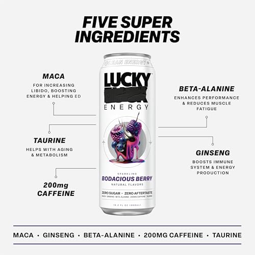 Lucky Energy Zero Sugar Energy Drink 19.2 Fl Oz Cans (Pack Of 10) Variety Pack With Five Flavors thumb #4
