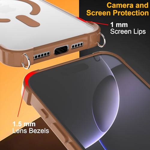 Coque iPhone 16 Pro Max transparente MagSafe avec cordon bandoulière réglable couleur café - 3