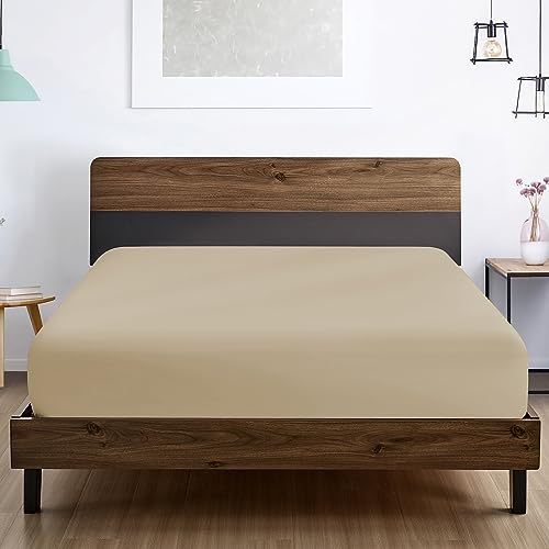 FreshCulture Twin Fitted Sheet Only 2 Pack - Hotel Quality Fitted Sheet Twin Size - Ultra Soft & Breathable - Brushed Microfiber - Deep Pocket - Cooling Fitted Sheets for Twin Size Bed (Beige)