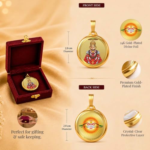 Image of DIVINITI 24K Gold Plated Double-Sided Religious Pendant with Premium Gift Box, Spiritual Locket for Men & Women, Devotional Jewellery for Gifting & Everyday Wear