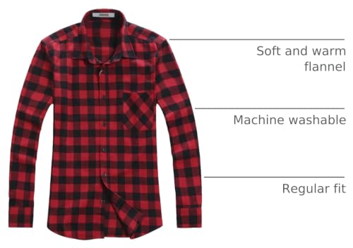 Image of OCHENTA Men's & Boys' Long Sleeve Button Down Plaid Flannel Shirt