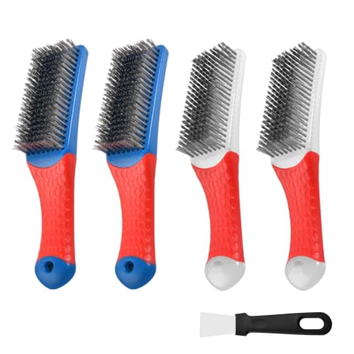 4-Pack 8-Row Heavy Duty Wire Brushes with Scraper, Stainless Steel Rust & Paint Removal Brush Set for Grill, Metal, Auto, DIY Cleaning image 5