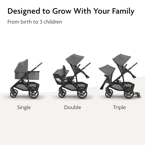 Image of UPPAbaby Vista V3 Convertible Single-to-Double Stroller for Baby & Toddler, 30+ Configurations, Car Seat Compatible, All-Wheel Suspension, XL Basket - Ada (Sandstone Melange /Carbon Frame)