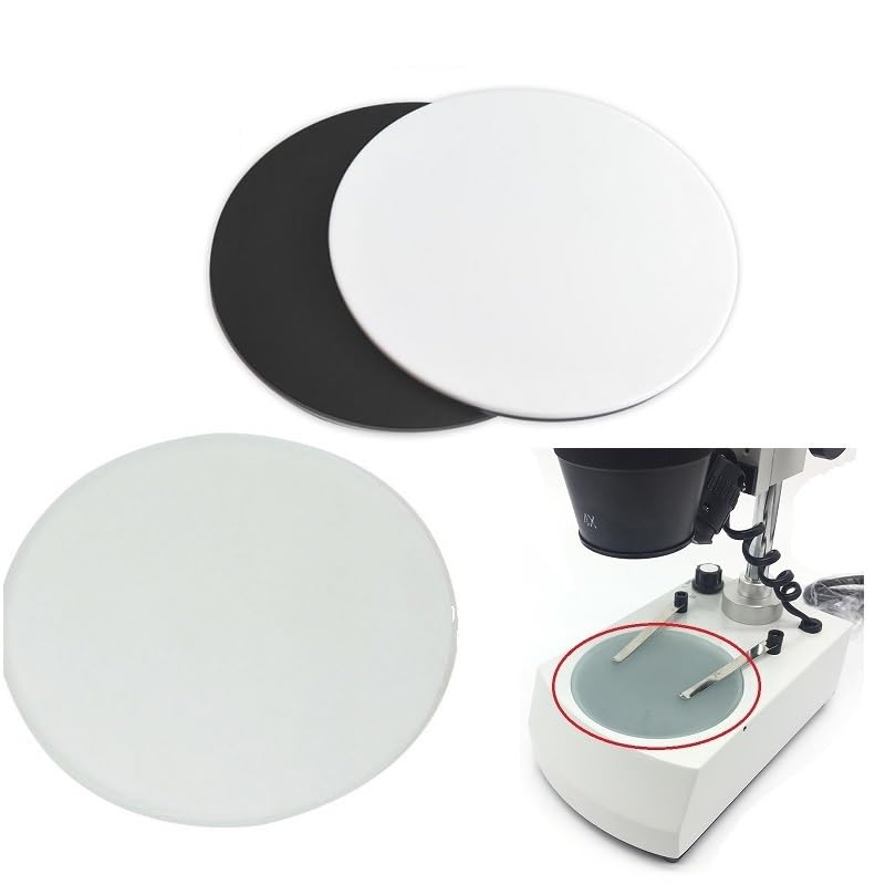 Microscope Stereo Microscope Stage Transparent Round Specimen Plate Frosted Black Plastic(100mm Frosted Glass)