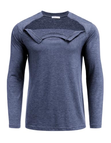 Deyeek Unisex Chemo Shirts for Port Access Chemotherapy Must Haves Long Sleeve Cancer Care Package for Men