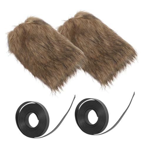 Cubrebotas de pelo sintético marrón peludo con cintas ajustables
