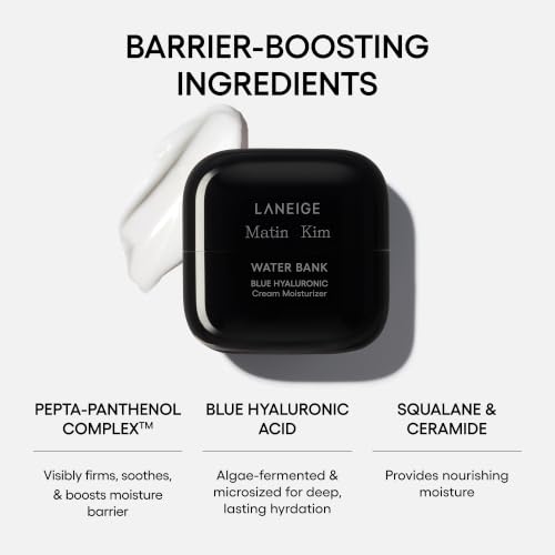 Image of LANEIGE Water Bank Blue Hyaluronic Cream Moisturizer: Hydrating Korean Face Cream with Squalane & Ceramide for Skin Barrier Support, Dermatologist-Tested