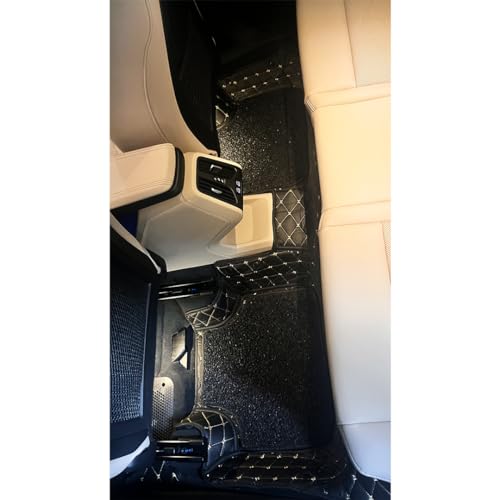 Image of CAPEDELL Premium 7D Car Floor Mats Compatible for Audi A3(2016-22)||Luxury Leather Double Layered Mat||Set of 3Pcs||Waterproof and Washable||Color :-Beige with Golden(Beige Brown Grass)