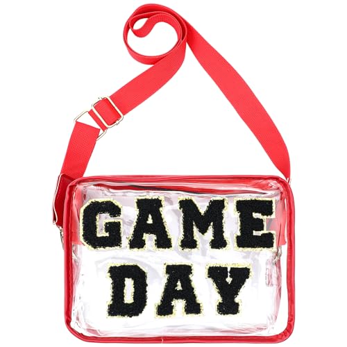Yeyeplum Game Day Clear Crossbody Bag for Stadium Events Football Clear Purse with Letter Patches...