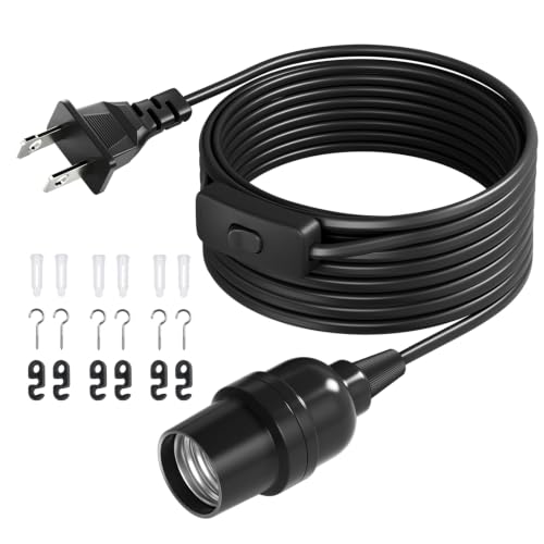 DiCUNO Pendant Light Cord, for Hanging Paper Lantern, 20 Ft, Black, 1-Pack