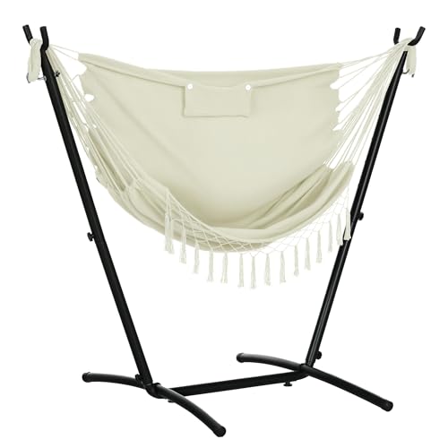 Outsunny Patio Hammock Chair with Stand, Outdoor Hammock Swing Hanging