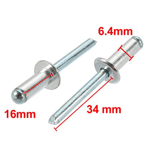 Sourcingmap 20 Pcs 6.4mm x 16mm x 13mm Aluminum Open End Large Flange Blind Rivets - Image 2