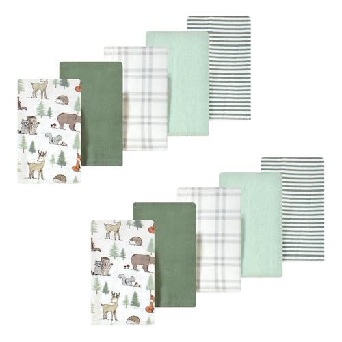 Image of Luvable Friends Hudson Baby Flannel Burp Cloths 10pk, Woodland Forest Animals