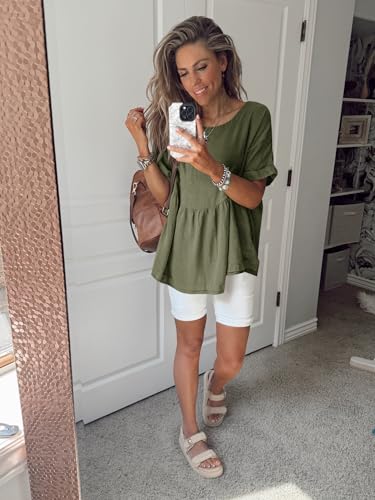 Image of Tankaneo Womens Summer Babydoll Tops Casual Loose Fit Peplum Oversized Tunic Shirts