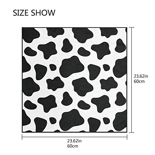 Bardic Square Head Scarf for Women Black White Cow Print Hair Scarf Lightweight Silk Like Women Fashion Scarves Neckerchief Hair Wrap Neck Scarf 23.6''x23.6''2