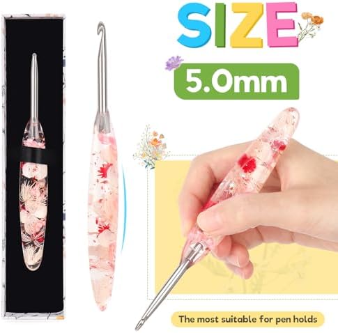 Katech 5.0mm Crochet Hook for Arthritic Hands,Hand-Polished Stainless Steel