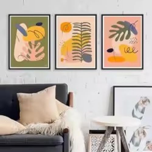 Triptyque abstrait style brillant avec cadre toile haute définition 60x90cm