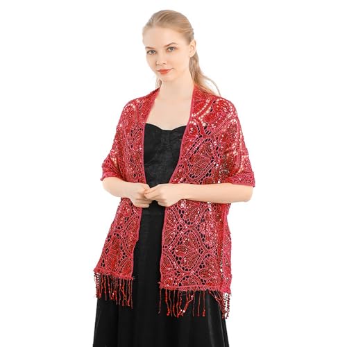 Sequin Lace Shawls & Wraps - Sparkling Evening Dress Scarf with Tassels, Wedding Party Accessories for Bride Bridesmaids4