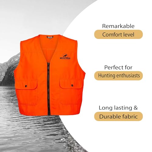 Youth Safety Vest - High Visibility Mesh Safety Vest for mens with Pockets and Zipper - Perfect for Hunting4