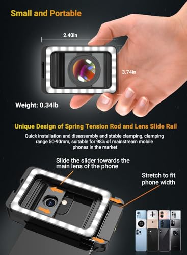 APEXEL 15X Macro Lens for iPhone with LED Fill Light, Samsung, Android Phone, with Universal Lens Clip Attachment (Fits for Almost Smartphone)