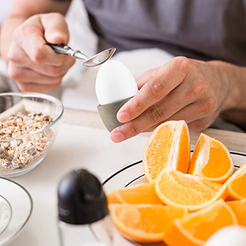 Foto von HEYNNA Premium 4er Eierbecher Set, stilvolles & Zeitloses Design, Durchmesser 5 cm - EIN optimales Küchenaccessoire für Frühstück und Brunch - Beton/Grau